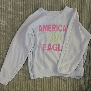 Light blue graphic crew-neck